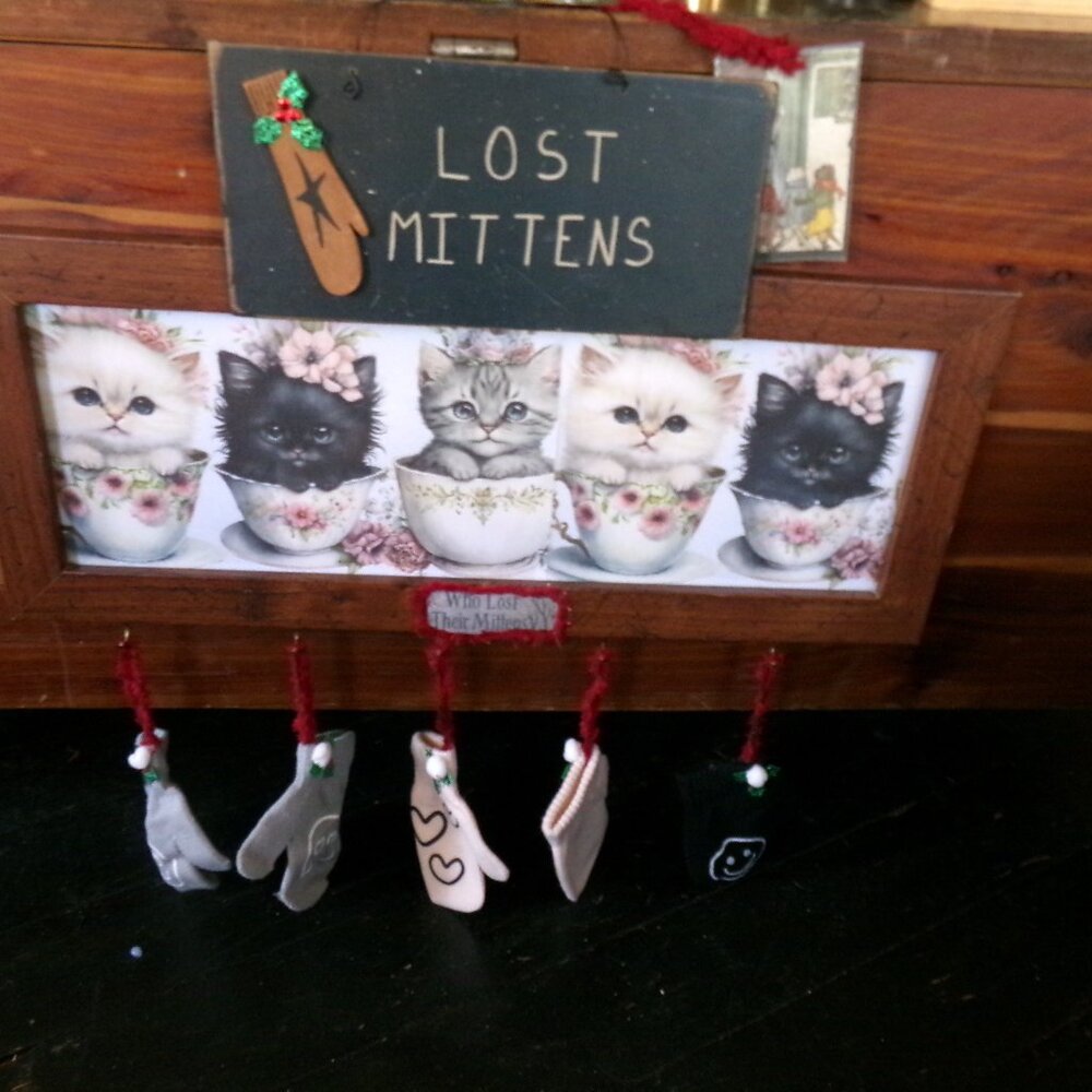 handmade mitten hanger.